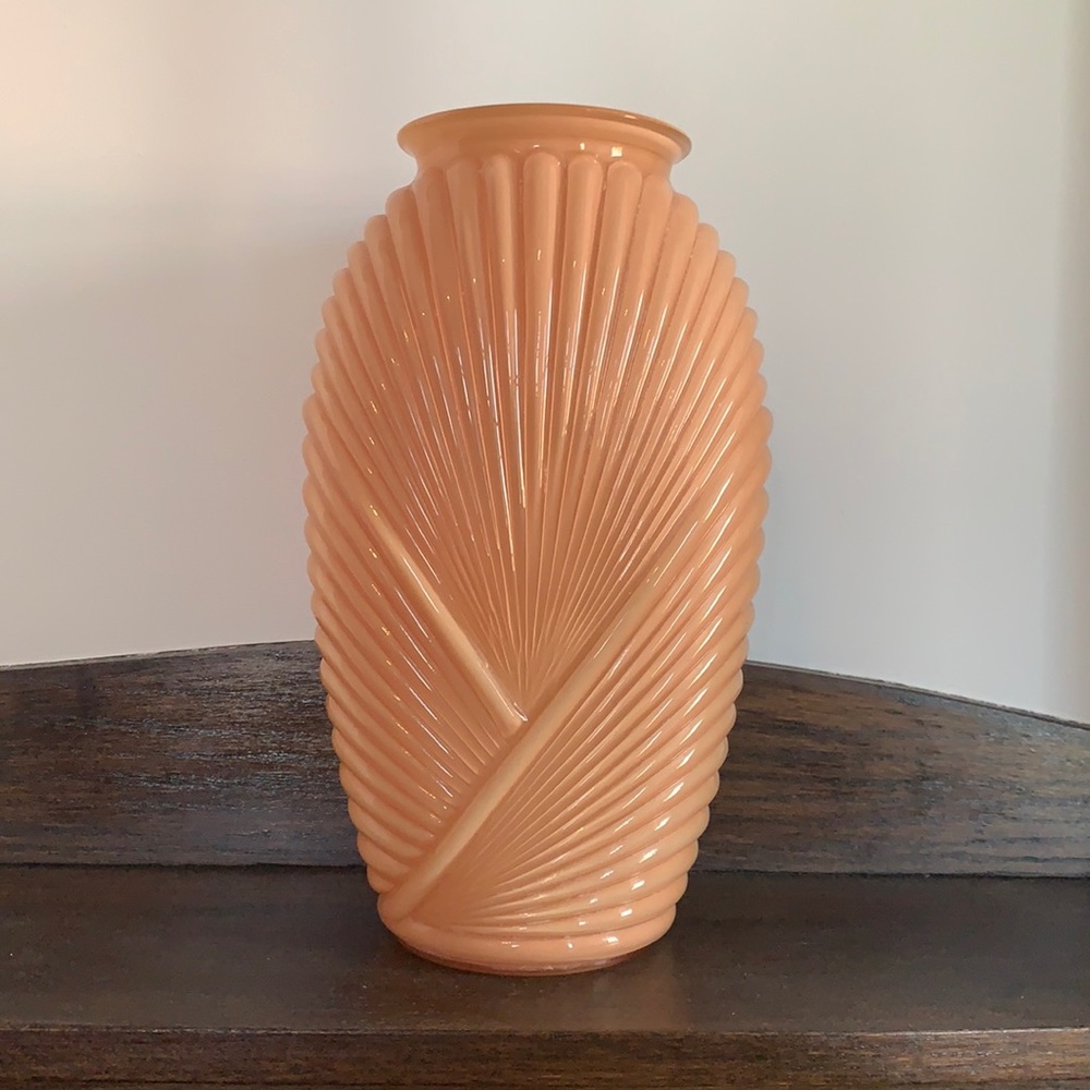 Geometric Pink Art Deco Draped Glass Vase, 1980s